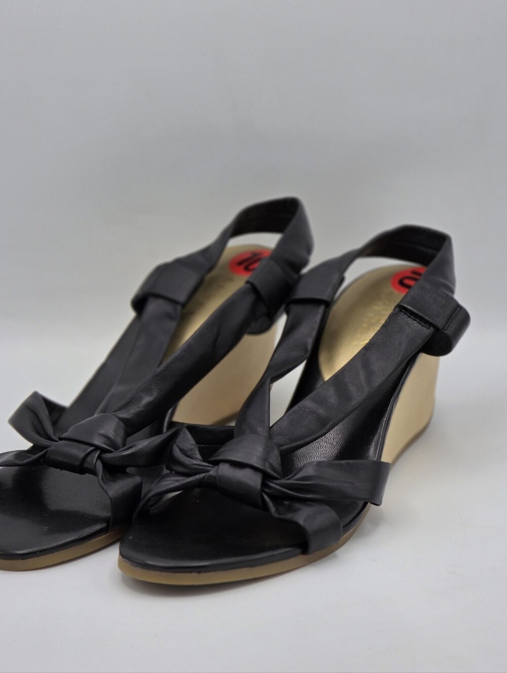 Lauren Ralph Lauren Black Knot Front Wedge Sandals